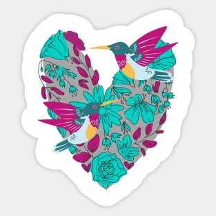 Flying Hummingbirds With Flowers Sticker